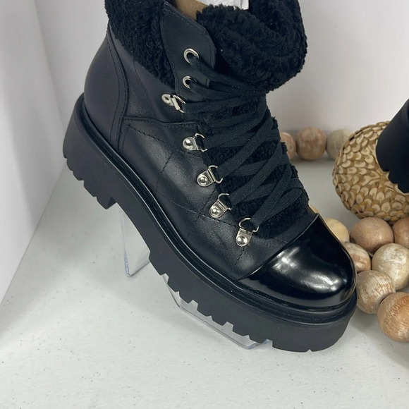 Steve Madden Women's Reyen Combat Boots Black Leather Sz 8.5 NWOB - Picture 3 of 10